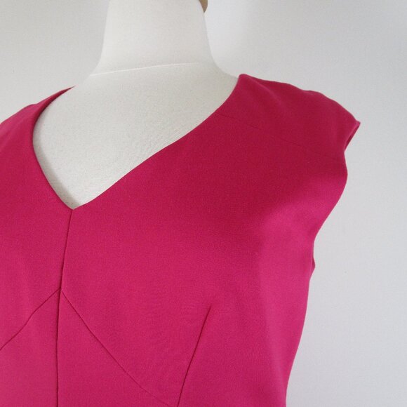 Talbots Plus Size Solid Magenta Fuchsia Pink V-Neck Sheath Dress Size 16 - Picture 4 of 13